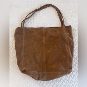 Mango Brown Leather Suede Tote Bag